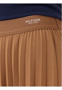 TOMMY HILFIGER - Tommy Hilfiger Spódnica plisowana WW0WW43886 Brązowy Regular Fit. Kolor: brązowy. Materiał: bawełna #5