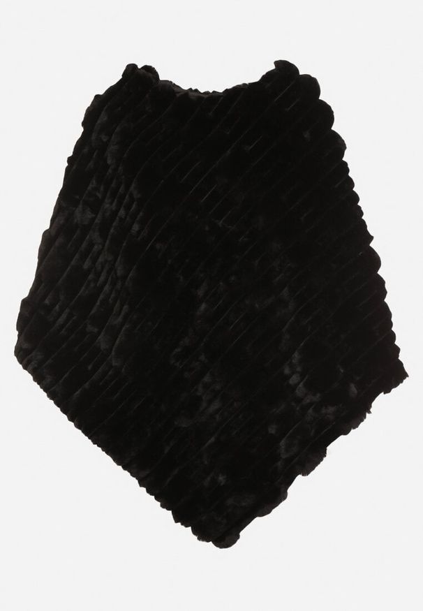 Born2be - Czarne Ponczo Ozdobione Tłoczeniem Dairis. Okazja: na co dzień. Kolor: czarny. Materiał: jeans. Wzór: aplikacja. Styl: klasyczny, casual, elegancki