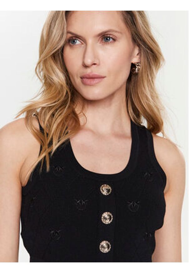 Pinko Top Lion 100148 A0HW Czarny Slim Fit. Kolor: czarny. Materiał: wiskoza