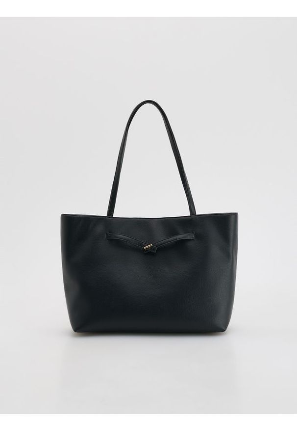 Reserved - Torebka shopper - czarny. Kolor: czarny. Materiał: skórzane