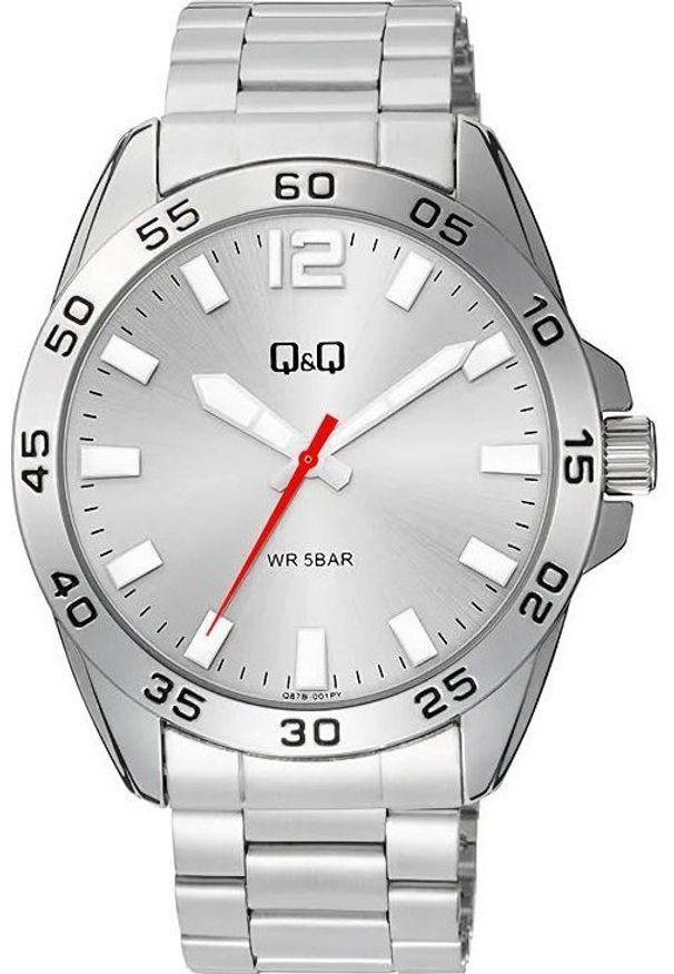 Zegarek Q&Q Q87B-001P męski wodoszczelny srebrna tarcza .. Kolor: srebrny