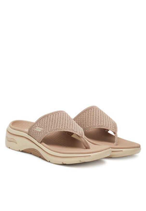 skechers - Skechers Japonki Go Walk Arch Fit 2.0 Sandal-Carrie 140861/TPE Beżowy. Kolor: beżowy. Materiał: materiał