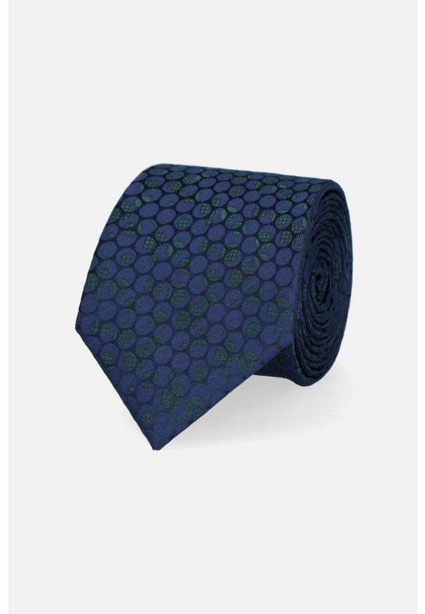 Lancerto - Krawat Granatowo-Zielony w Koła. Kolor: niebieski, wielokolorowy, zielony. Materiał: poliester