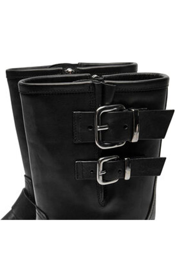 AGL Botki Chunky Biker D756589PGKD0711013 Czarny. Kolor: czarny. Materiał: skóra