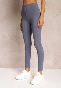 Renee - Szare Legginsy z Gumką w Talii z Długimi Nogawkami Caleta. Okazja: na co dzień. Kolor: szary. Długość: długie. Styl: klasyczny, casual #3