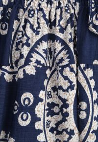 Born2be - Granatowa Rozkloszowana Spódnica z Wiskozy z Wysokim Stanem i Etnicznym Wzorem Ari. Okazja: do pracy, na co dzień, na spacer. Stan: podwyższony. Kolor: niebieski. Materiał: wiskoza. Wzór: aplikacja. Sezon: lato. Styl: casual #3