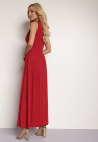 Renee - Czerwona Sukienka Sematea. Kolor: czerwony. Wzór: aplikacja. Typ sukienki: kopertowe, rozkloszowane. Styl: elegancki. Długość: maxi #2