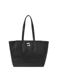 Karl Lagerfeld - KARL LAGERFELD Czarna shopperka Leather Tote Pin. Kolor: czarny. Materiał: skórzane