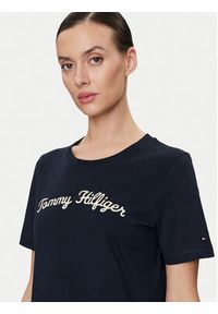 TOMMY HILFIGER - Tommy Hilfiger T-Shirt Script WW0WW42589 Granatowy Regular Fit. Kolor: niebieski. Materiał: bawełna