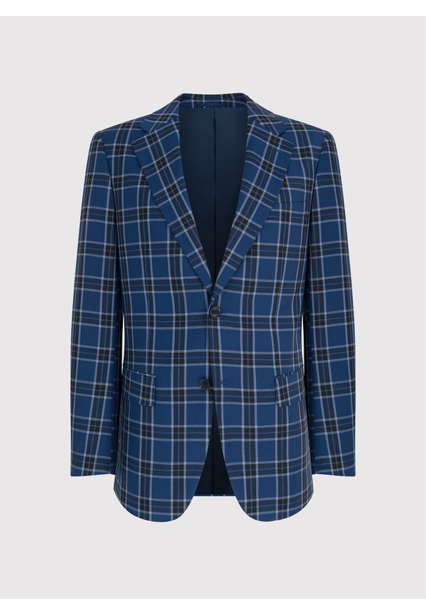 PAKO LORENTE – Granatowa marynarka w kratę - Pako Lorente. Kolor: niebieski. Materiał: poliester, wełna