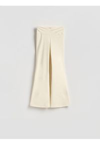 Reserved - Spodnie flare - złamana biel. Materiał: dzianina #1