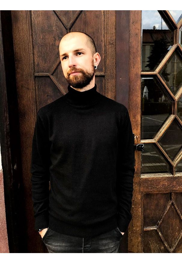 Czarny sweter Brave Soul elegancki, z golfem, na jesień