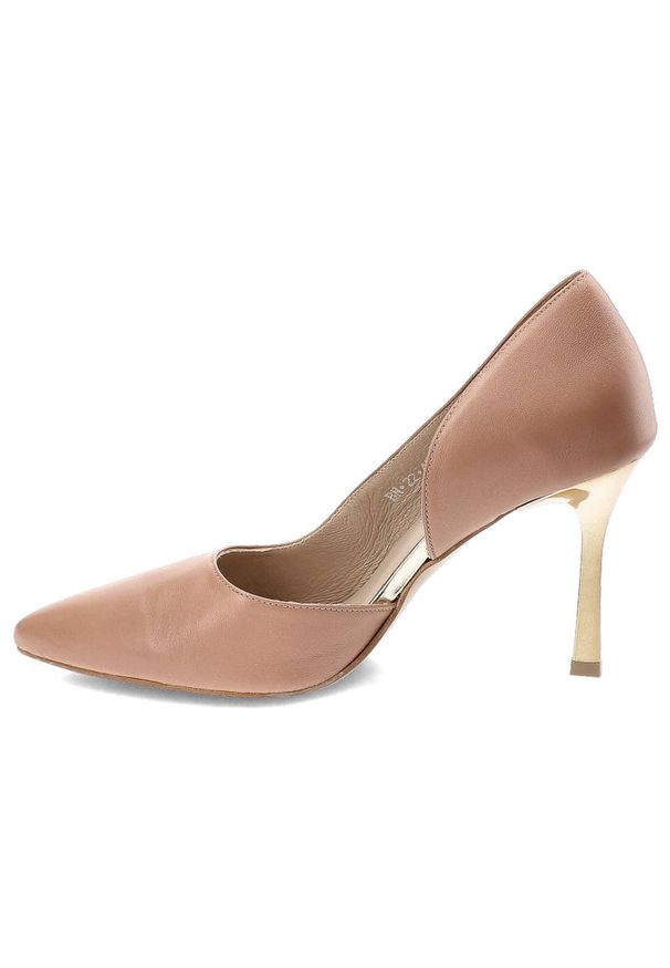 Beżowe Szpilki Karino Eleganckie Skórzane Buty. Okazja: na spacer. Kolor: beżowy. Materiał: skóra. Szerokość cholewki: normalna. Obcas: na szpilce. Styl: elegancki. Wysokość obcasa: średni