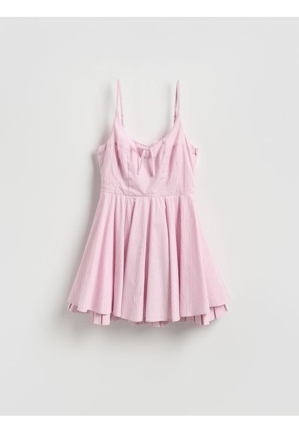 Reserved - Sukienka mini - różowy. Kolor: różowy. Materiał: bawełna. Długość: mini