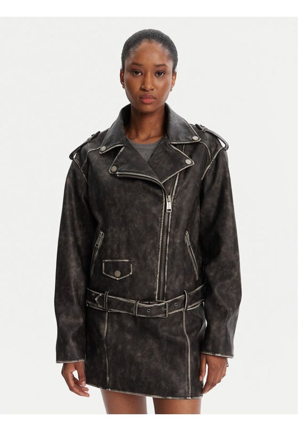 Guess Kurtka z imitacji skóry W5YL04 WHDI0 Szary Regular Fit. Kolor: szary. Materiał: skóra