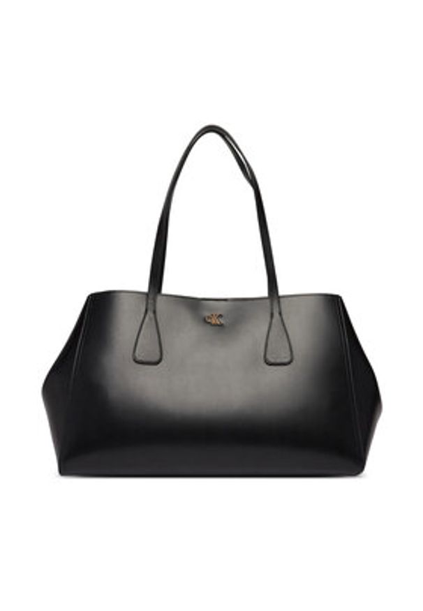 Calvin Klein Torebka Ck Snap Large Tote LV04F3502G Czarny. Kolor: czarny. Materiał: skórzane