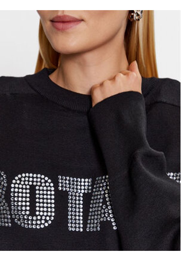ROTATE Sweter Firm Rhinestone 100115100 Czarny Regular Fit. Kolor: czarny. Materiał: bawełna