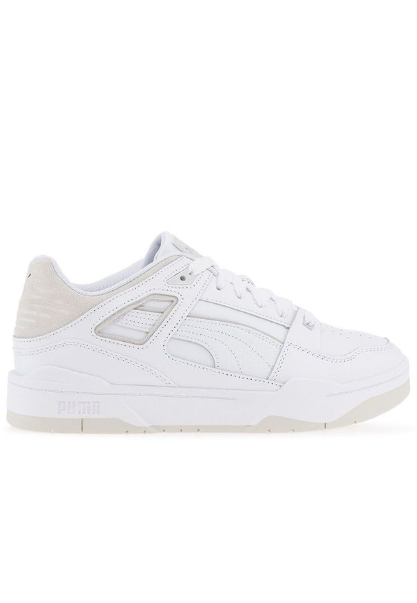 Buty Puma Slipstream 38854902 - białe. Kolor: biały. Materiał: guma, syntetyk, zamsz, materiał, skóra. Szerokość cholewki: normalna. Wzór: aplikacja