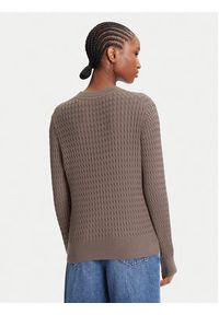 TOMMY HILFIGER - Tommy Hilfiger Sweter Fine WW0WW44993 Brązowy Regular Fit. Kolor: brązowy. Materiał: bawełna #5