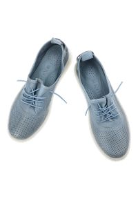 Półbuty damskie Ravini, ze skóry naturalnej licowej ażurowa cholewka sznurowanie lekka podeszwa casual, niebieskie, 2020-1. Okazja: na co dzień. Zapięcie: sznurówki. Kolor: niebieski. Materiał: skóra. Szerokość cholewki: normalna. Wzór: ażurowy. Styl: casual #6