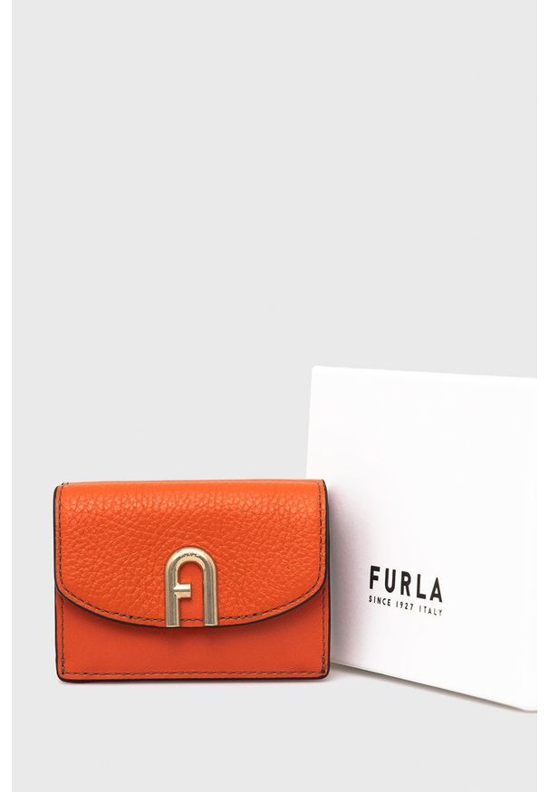 Furla portfel skórzany Primula damski kolor pomarańczowy. Kolor: pomarańczowy. Materiał: skóra. Wzór: gładki