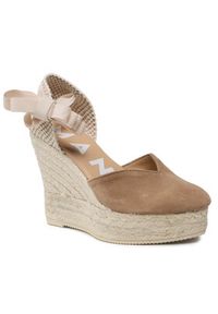 Manebi Espadryle Heart-Shaped Wedge Espadrilles W 1.9 WH Brązowy. Kolor: brązowy. Materiał: zamsz, skóra