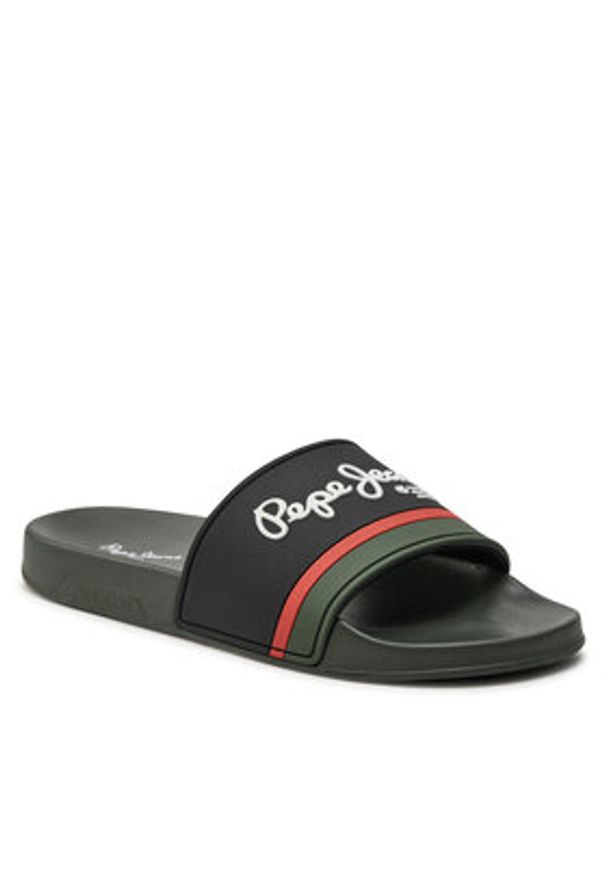 Pepe Jeans Klapki Slider Portobello M PMS70123 Khaki. Kolor: brązowy