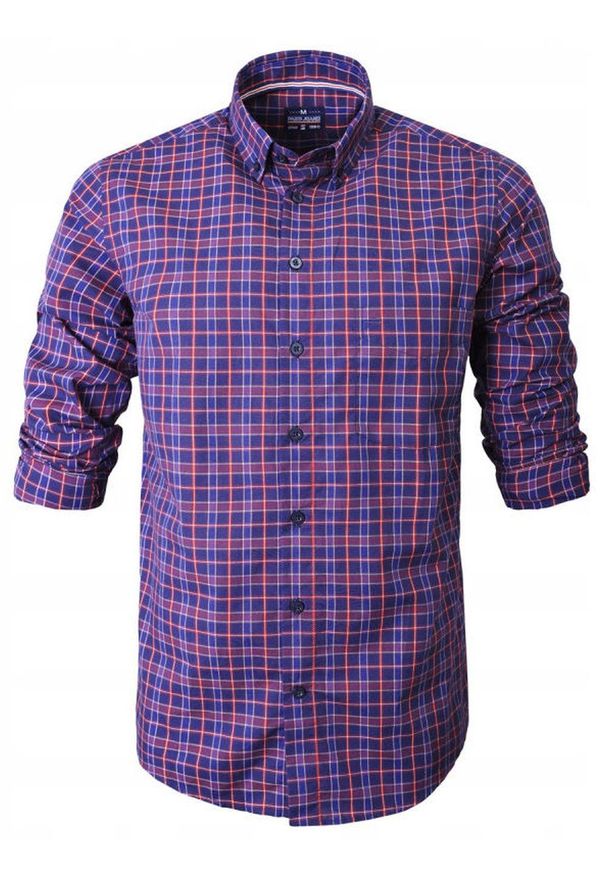 Casualowa Koszula, Kołnierzyk Button Down - Pako Jeans - Granat w Kratkę. Okazja: na co dzień. Typ kołnierza: button down. Kolor: niebieski. Materiał: bawełna. Wzór: kratka. Sezon: lato. Styl: casual