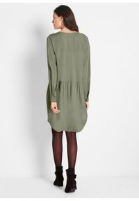 Sukienka koszulowa z wiskozy, długi rękaw bonprix oliwkowy. Kolor: zielony. Materiał: wiskoza. Długość rękawa: długi rękaw. Typ sukienki: koszulowe #5