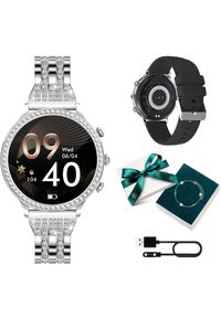 Manta Diamond Lusso Srebrny + bransoletka YES. Rodzaj zegarka: smartwatch. Kolor: srebrny. Materiał: materiał. Styl: sportowy, casual, elegancki #2