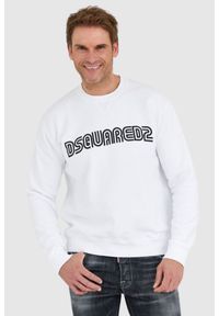 DSQUARED2 Biała bluza męska z logo outline, Rozmiar XL. Kolor: biały