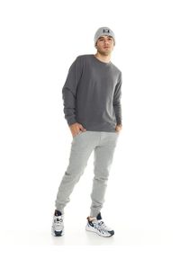 LEONE 1947 APPAREL - Męski polarowy sweter Leone Lifestyle z okrągłym dekoltem. Kolor: szary. Materiał: polar. Styl: sportowy