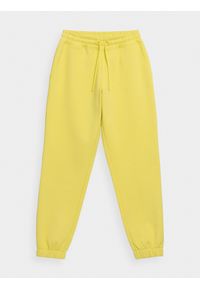 4f - Spodnie dresowe joggery damskie. Kolor: żółty. Materiał: dresówka #1