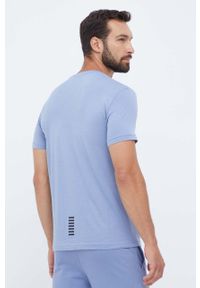EA7 Emporio Armani t-shirt bawełniany kolor niebieski z nadrukiem. Kolor: niebieski. Materiał: bawełna. Wzór: nadruk, gładki #4
