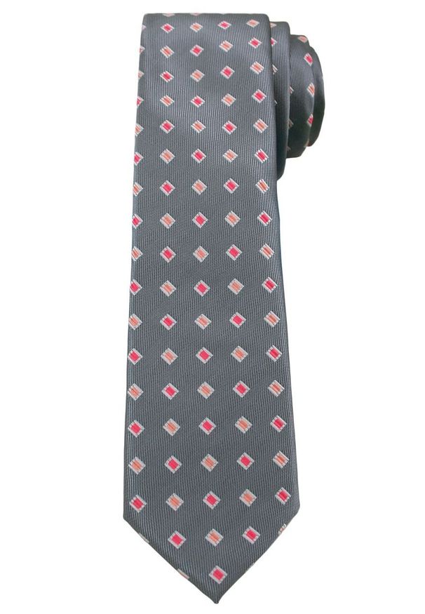 Szary Elegancki Krawat -Angelo di Monti- 6 cm, Męski, w Kolorowe Figury Geometryczne. Kolor: wielokolorowy. Wzór: geometria, kolorowy. Styl: elegancki