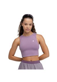 SIROKO - Damska koszulka crop top bez rękawów do biegania w terenie Trekking Siroko Pho. Kolor: fioletowy. Materiał: tkanina. Długość rękawa: bez rękawów. Sport: turystyka piesza #1