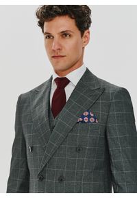 Pako Lorente - PAKO LORENTE – Szara dwurzędowa marynarka w kratę. Okazja: na wesele, na ślub cywilny. Kolor: szary. Materiał: wełna. Styl: klasyczny #6