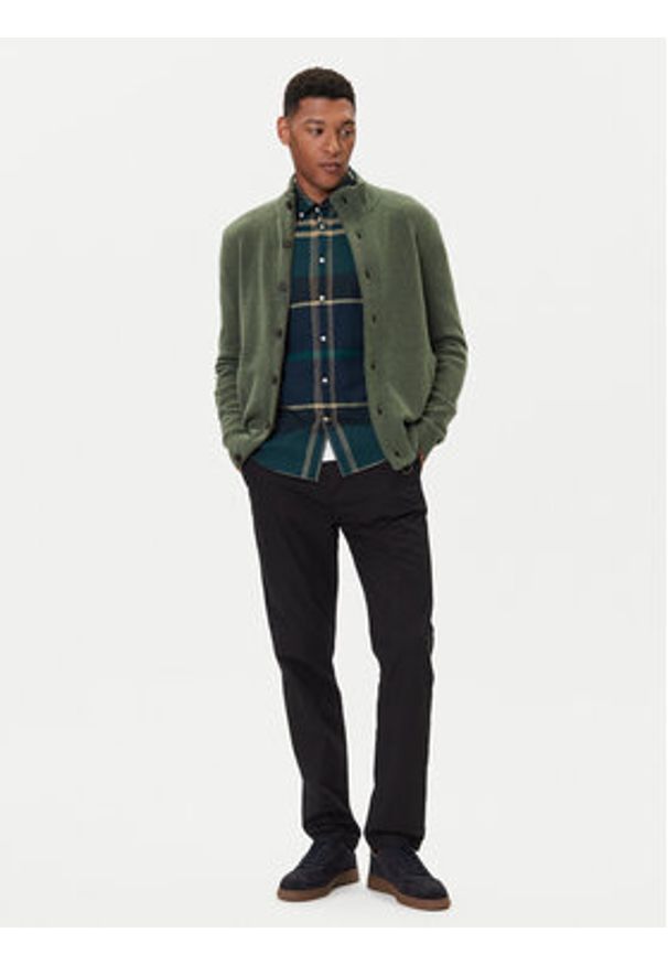 Barbour Kardigan Essential MKN0731OL51 Zielony Regular Fit. Kolor: zielony. Materiał: wełna