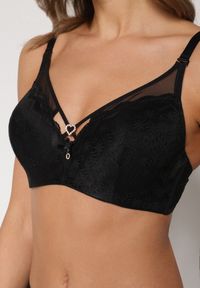 Renee - Czarny Biustonosz z Koronki z Sercem z Cyrkonii Adrievianna. Kolor: czarny. Materiał: koronka. Wzór: koronka #7