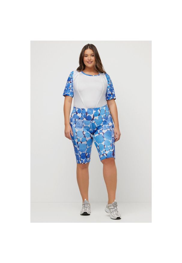 ULLA POPKEN - Damskie Kolarzówki wkładka kamuflaż kieszeń odblaski. Kolekcja: plus size. Kolor: biały. Materiał: poliester, materiał, elastan. Długość: krótkie. Sport: kolarstwo