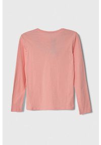 United Colors of Benetton longsleeve bawełniany dziecięcy kolor różowy. Okazja: na co dzień. Kolor: różowy. Materiał: bawełna. Długość rękawa: długi rękaw. Wzór: nadruk. Styl: casual #2