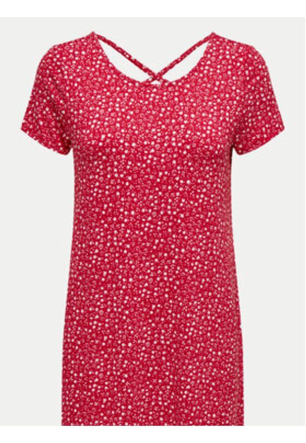 only - ONLY Sukienka codzienna Bera 15131237 Czerwony Regular Fit. Okazja: na co dzień. Kolor: czerwony. Materiał: wiskoza. Typ sukienki: proste. Styl: casual