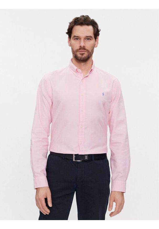 Polo Ralph Lauren Koszula 710804257027 Różowy Slim Fit. Typ kołnierza: polo. Kolor: różowy. Materiał: bawełna