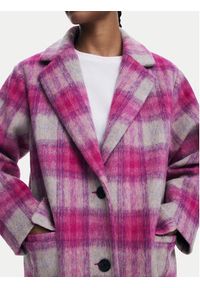Desigual Płaszcz wełniany Pinkcheck 25WWEW15 Różowy Regular Fit. Kolor: różowy. Materiał: syntetyk