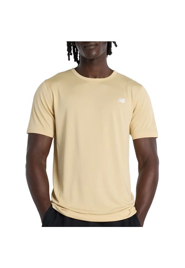 Koszulka męska New Balance MT61O0U4ABC - żółta. Kolor: żółty. Materiał: materiał, poliester. Sport: fitness