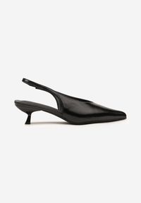 Renee - Czarne Czółenka Slingback na Obcasie Typu Kaczuszka Latorra. Okazja: na co dzień. Zapięcie: sprzączka. Kolor: czarny. Wzór: ażurowy. Obcas: na obcasie. Styl: casual, elegancki. Wysokość obcasa: średni