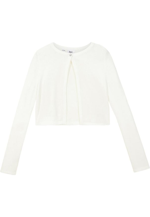 bonprix - Bolerko dzianinowe. Okazja: na co dzień. Kolor: biały. Materiał: dzianina. Styl: casual