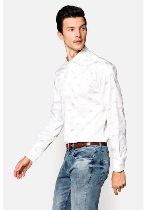 Lancerto - Koszula Biała z Nadrukiem Marisol. Okazja: na co dzień. Kolor: biały. Materiał: tkanina, bawełna, jeans. Wzór: nadruk. Styl: elegancki, casual