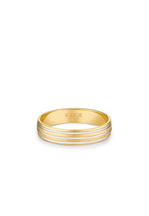 W.KRUK - Obrączka ślubna złota PASSIO. Materiał: złote. Kolor: złoty. Wzór: gładki, aplikacja