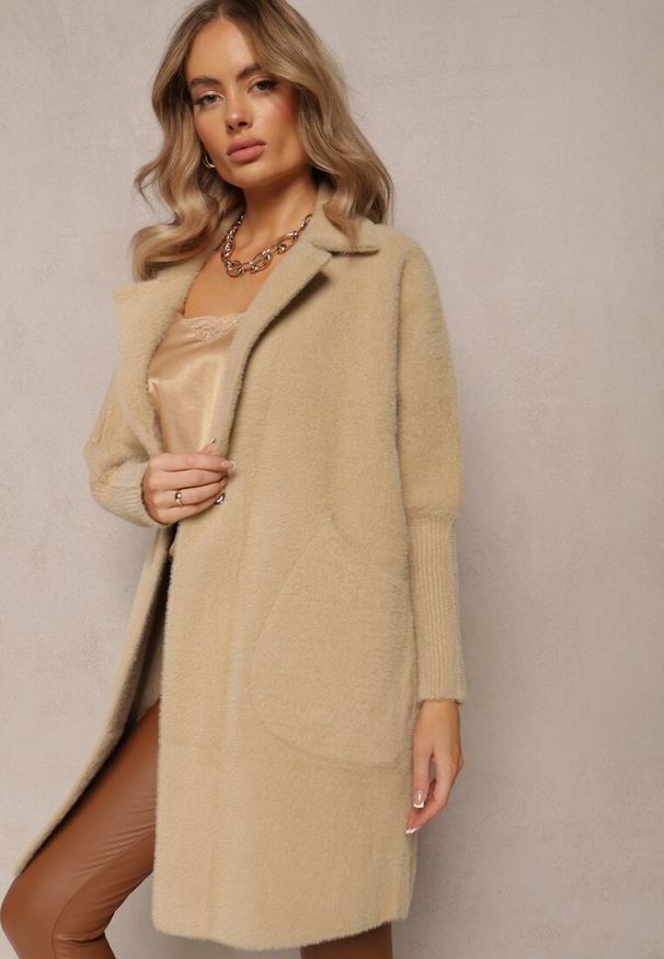 Renee - Beżowy Płaszcz z Bawełną Oversize Brumisia. Kolor: beżowy. Materiał: bawełna. Długość rękawa: długi rękaw. Długość: długie. Sezon: jesień, zima
